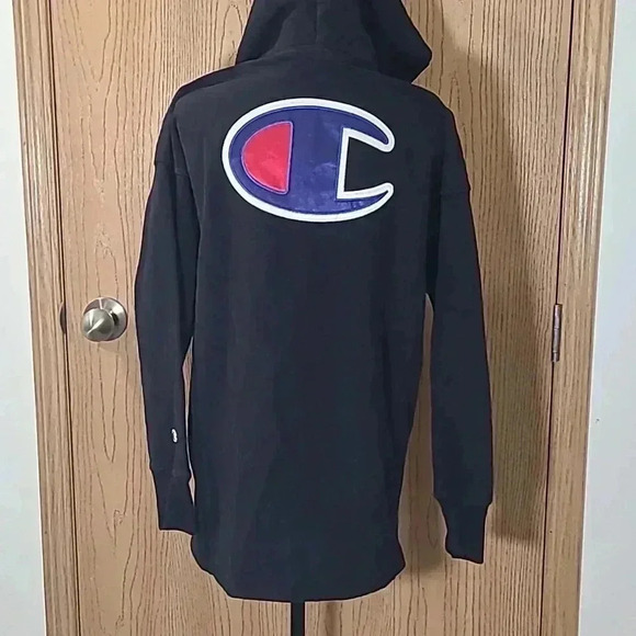Champion Tops - Unisex Champion reverse weave embroidered logo patch full zip hoodie sweatshirt